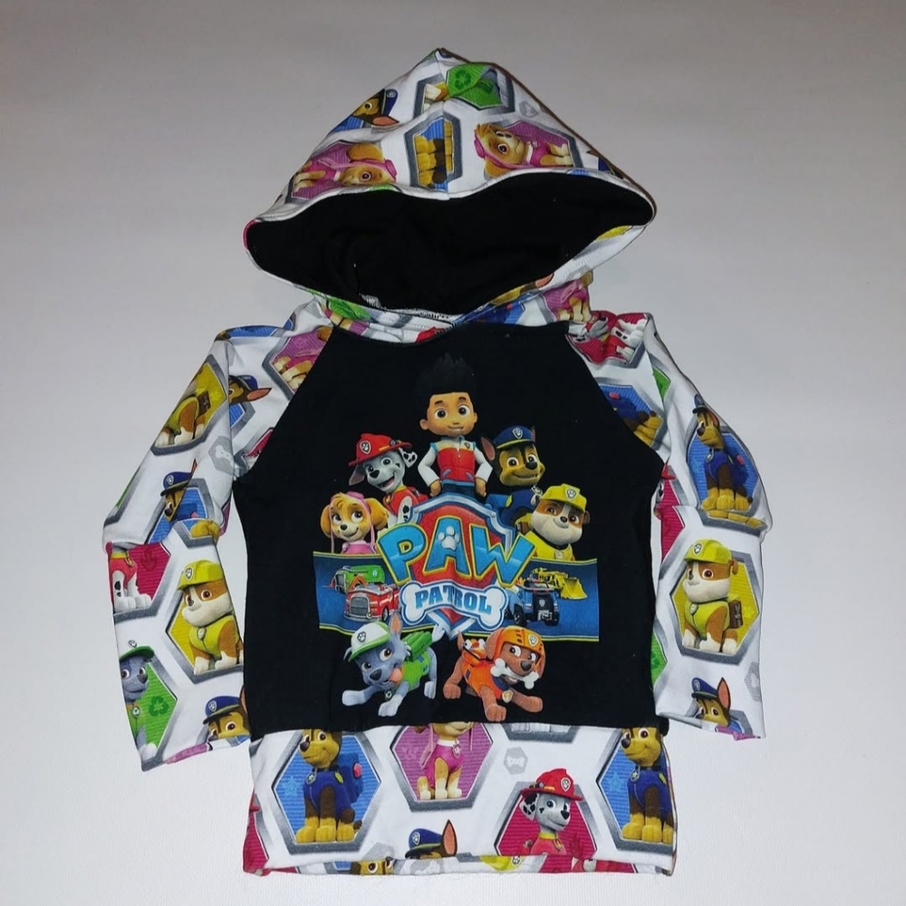 Paw Patrol Black Sweatshirt with Colorful Cartoon Sleeves